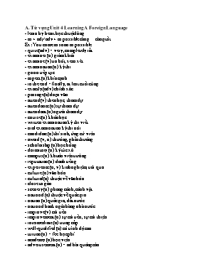 Ôn tập Tiếng Anh Lớp 9 - Unit 4 Learning a foreign language